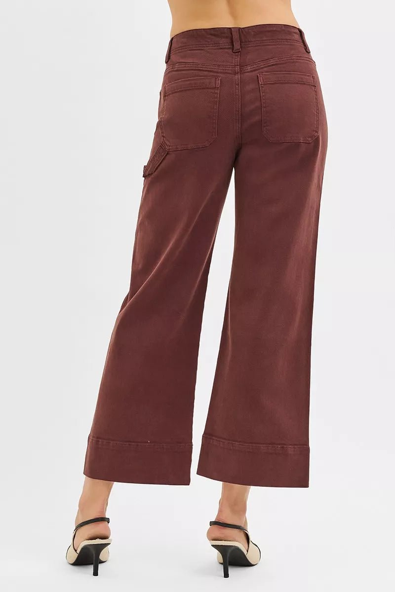 RISEN Tummy Control High Rise Crop Wide No Waist Band Pants - PBNJ FASHIONS