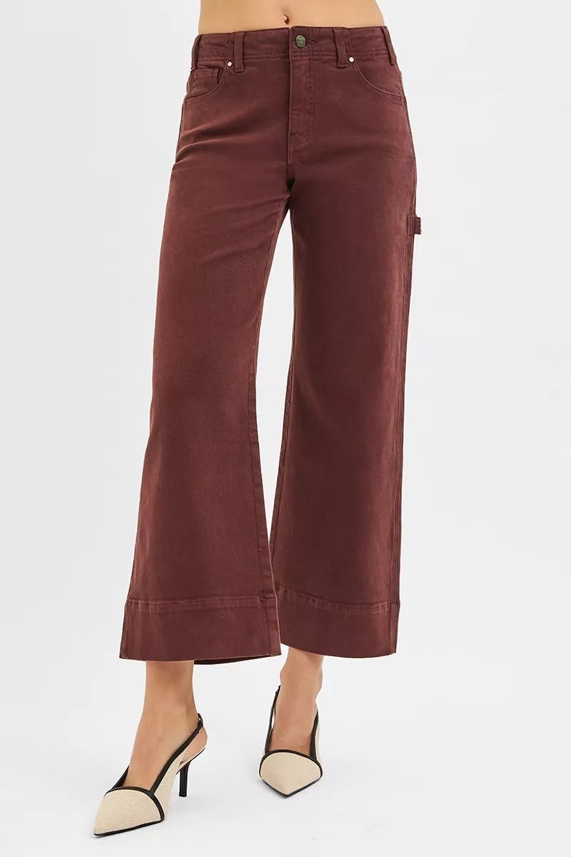 RISEN Tummy Control High Rise Crop Wide No Waist Band Pants - PBNJ FASHIONS