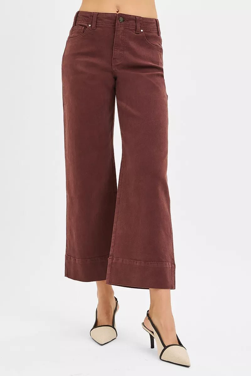 RISEN Tummy Control High Rise Crop Wide No Waist Band Pants - PBNJ FASHIONS