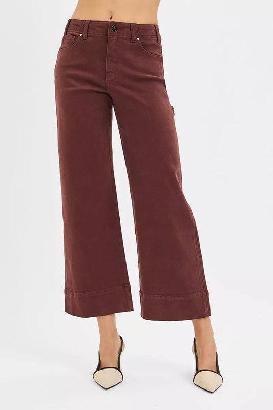 RISEN Tummy Control High Rise Crop Wide No Waist Band Pants - PBNJ FASHIONS