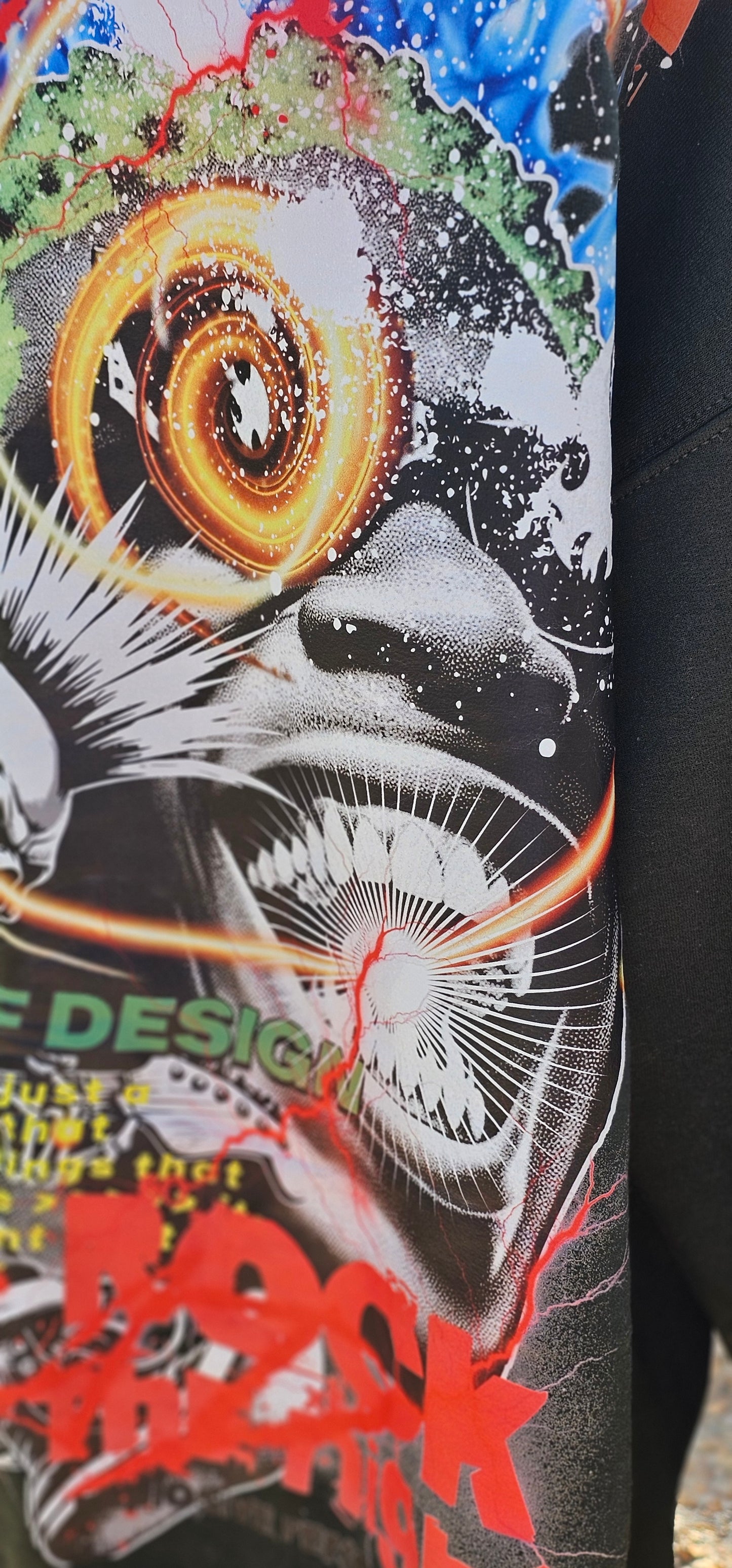 "Fractured Visage" Olive Green Sweat Shirt