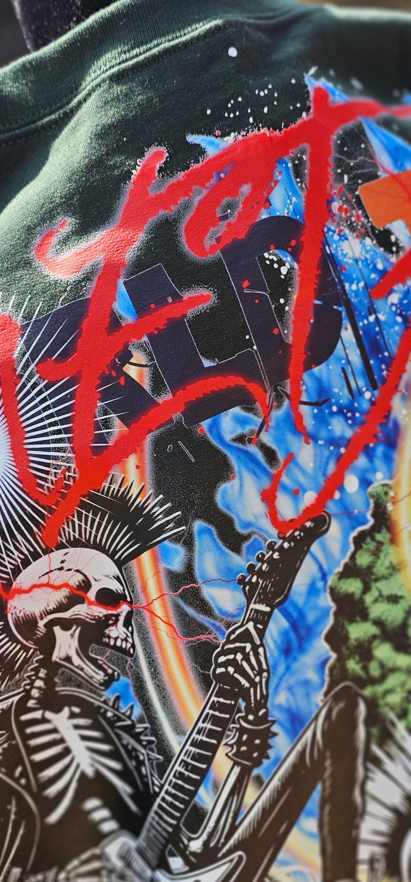 "Fractured Visage" Olive Green Sweat Shirt