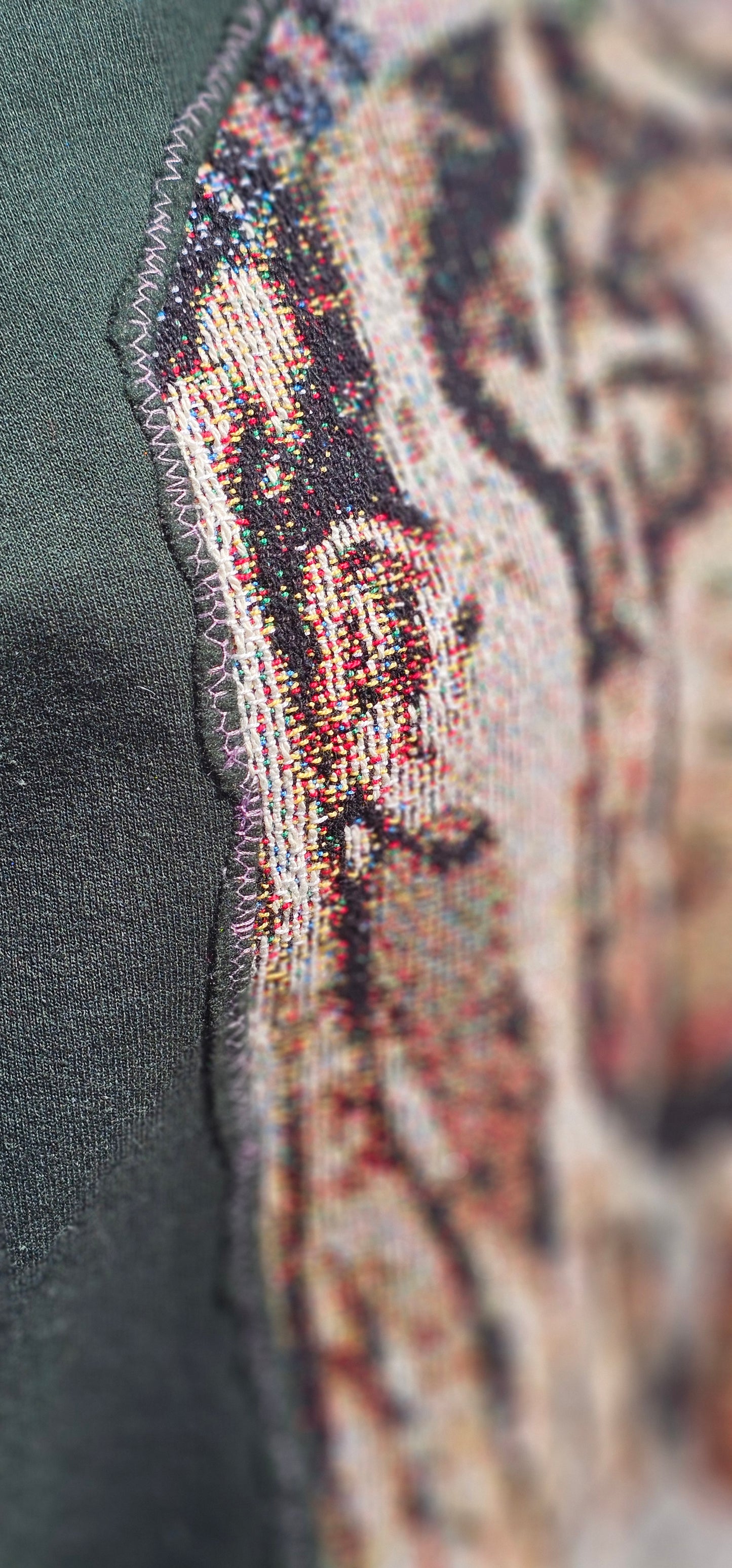 "Fractured Visage" Olive Green Sweat Shirt