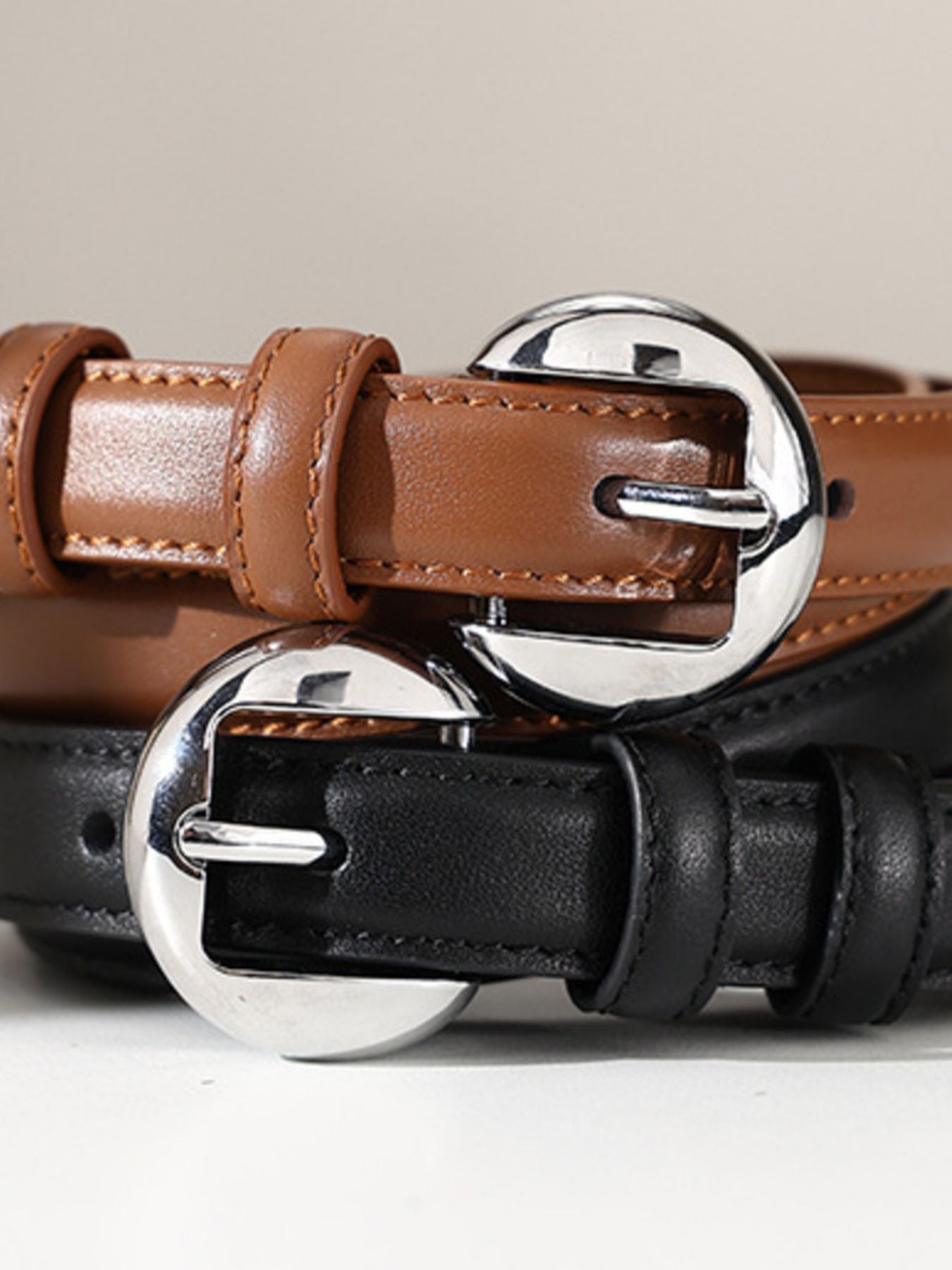 Round Buckle Leather Belt - PBNJ FASHIONS