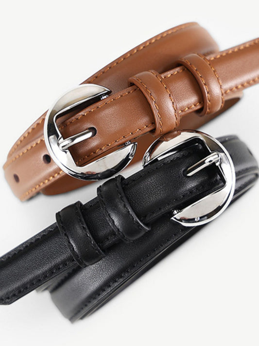 Round Buckle Leather Belt - PBNJ FASHIONS