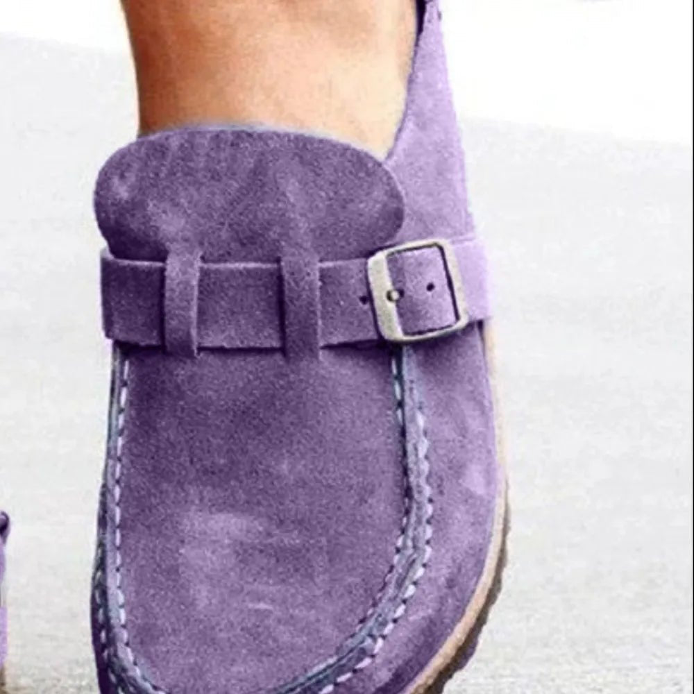 Round Toe Low Heel Buckle Loafers - PBNJ FASHIONS