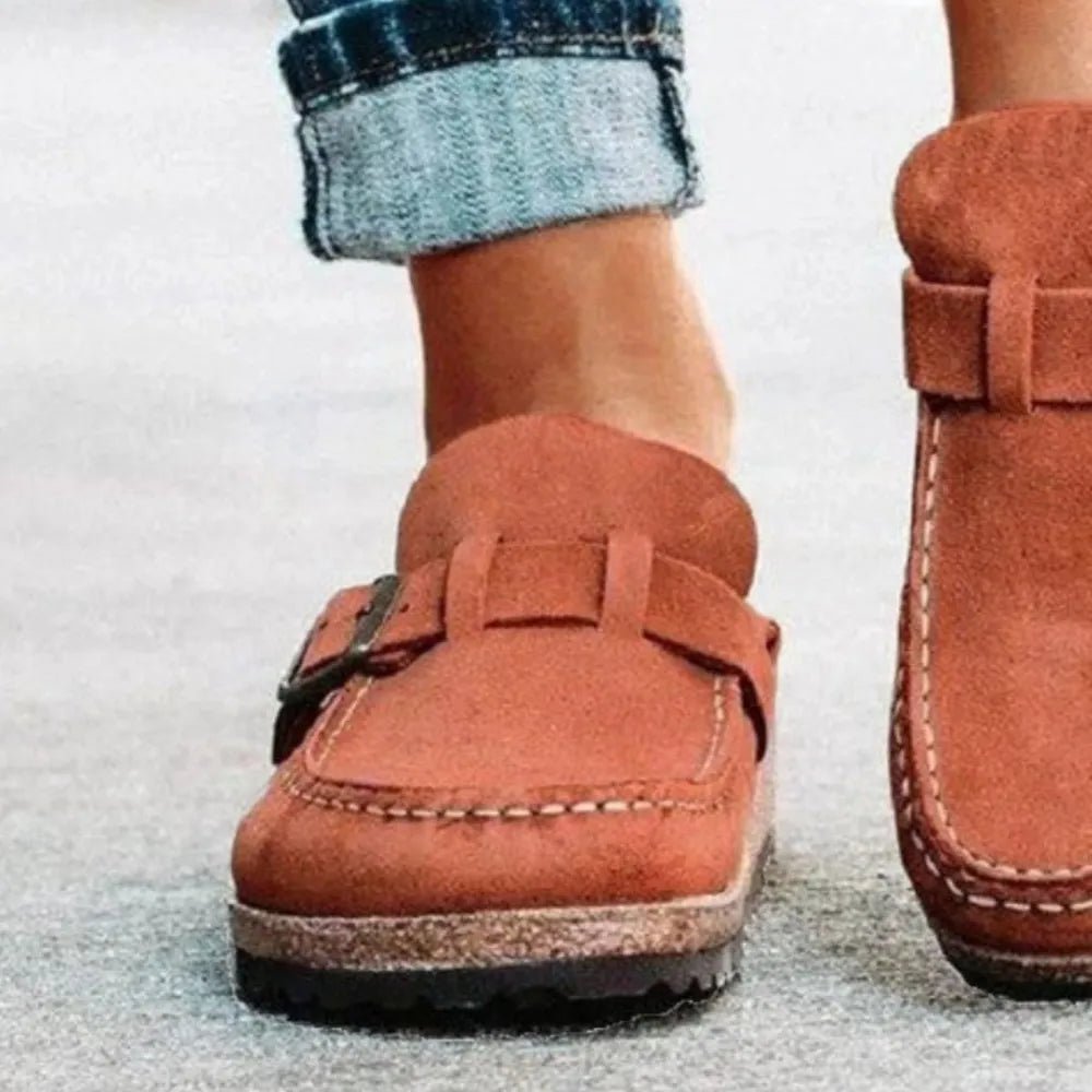 Round Toe Low Heel Buckle Loafers - PBNJ FASHIONS