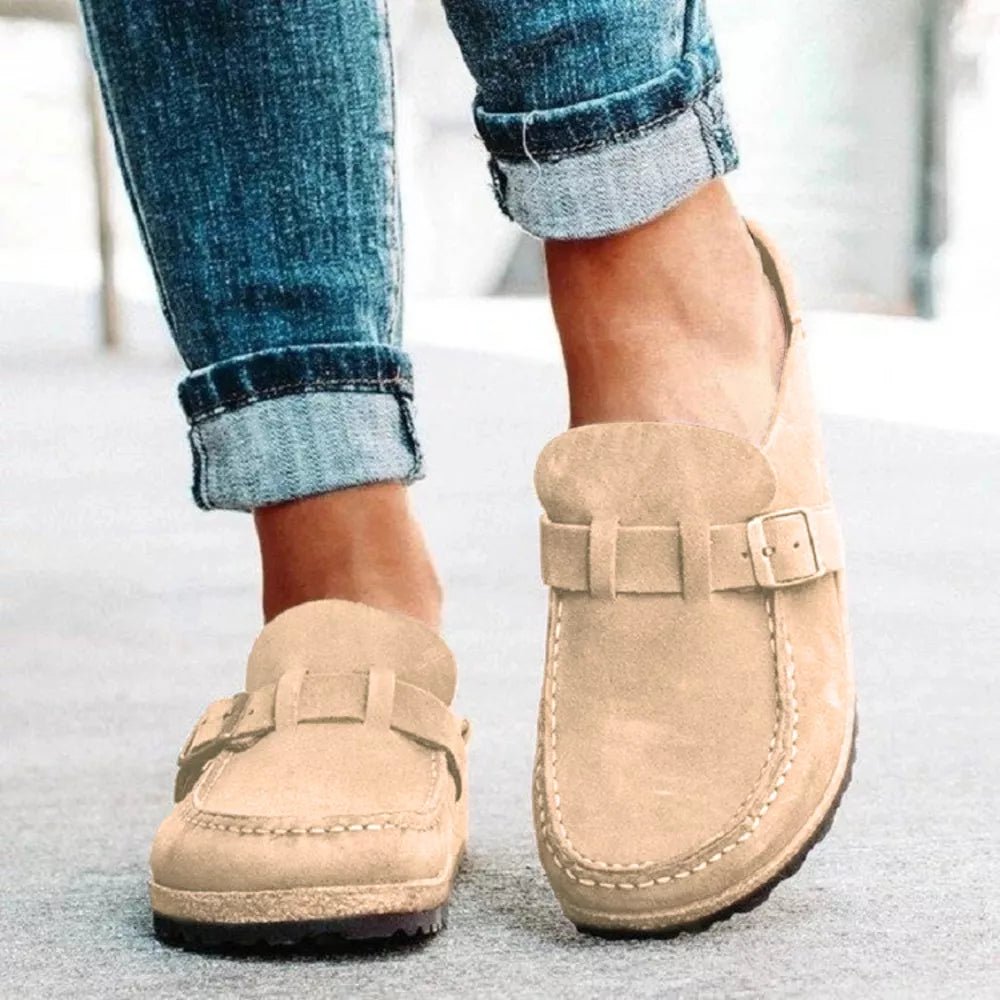 Round Toe Low Heel Buckle Loafers - PBNJ FASHIONS