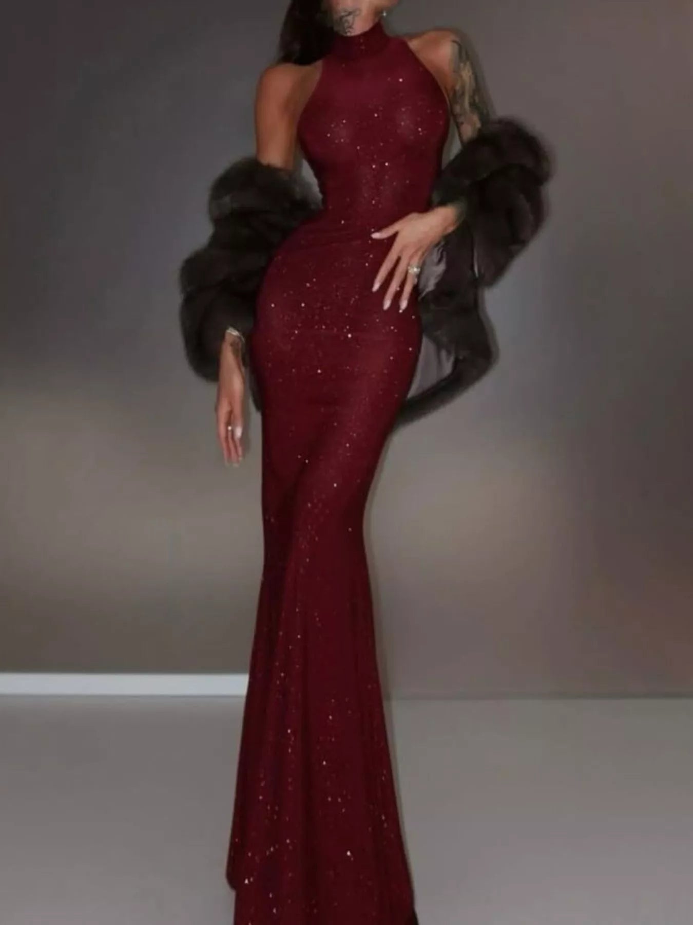 Sequin Sleeveless Maxi Dress - Elegant Charm for Any Occasion - Burgundy-S- - PBNJ FASHIONS