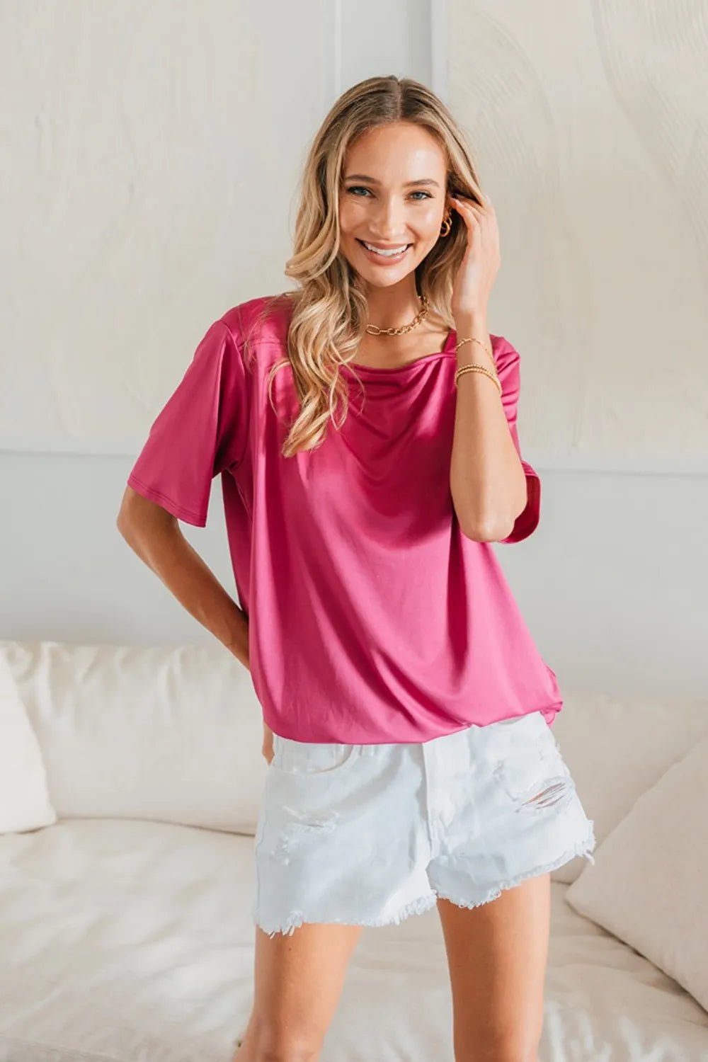 Sew In Love Full Size Square Neck Short Sleeve Top - PBNJ FASHIONS