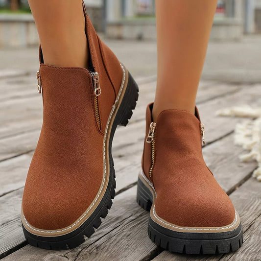 Side Zipper Ankle Boots - PBNJ FASHIONS