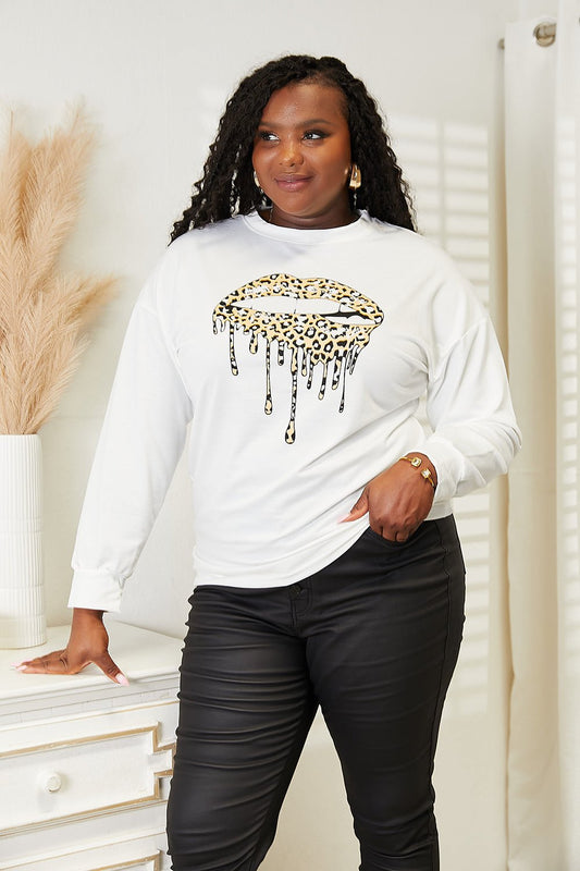 Simply Love Graphic Dropped Shoulder Round Neck Sweatshirt - PBNJ FASHIONS
