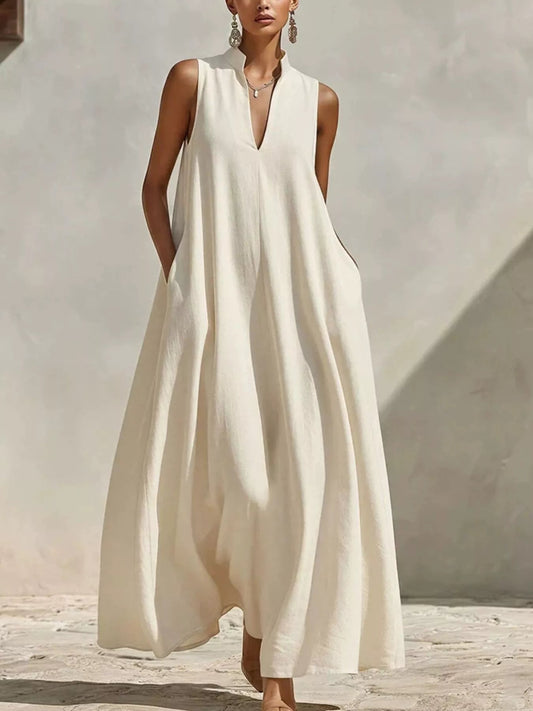 Sleeveless Maxi Dress with Side Pockets - PBNJ FASHIONS