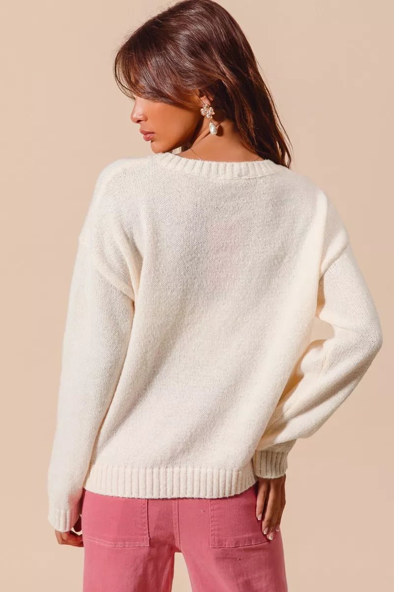 SO ME Heart Cherry Knitted Valentine Sweater Top - PBNJ FASHIONS