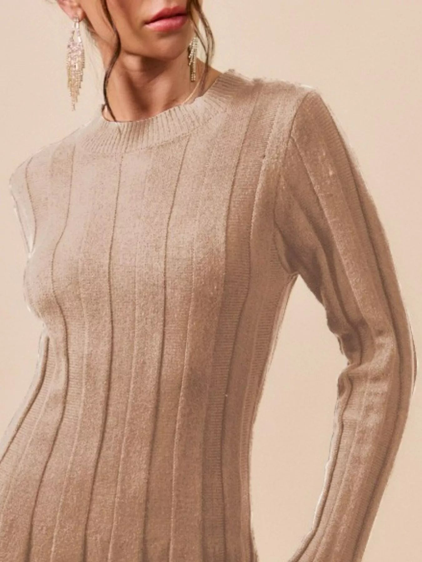 SO ME Ribbed Long Sleeve Mini Sweater Dress - PBNJ FASHIONS
