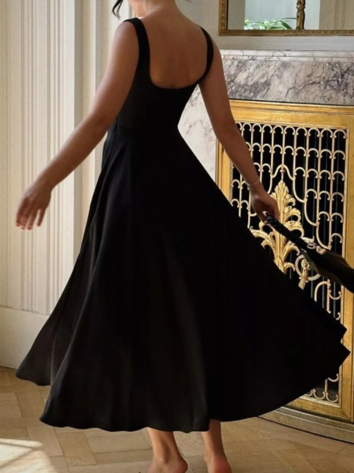 Square Neck Wide Strap A - Line Dress - PBNJ FASHIONS