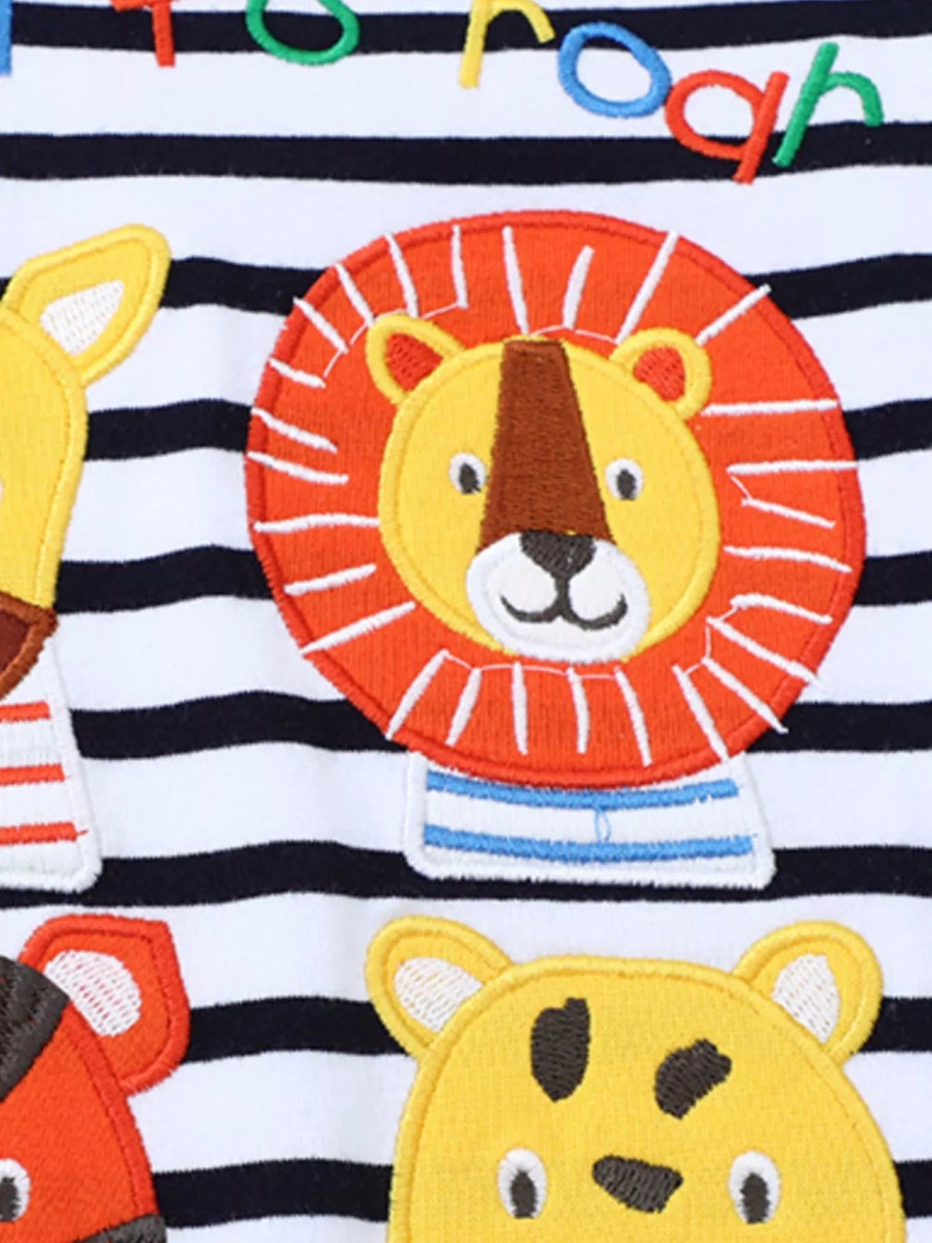 Striped Animal Crew Neck Cotton T-Shirt for Kids - Comfortable, Durable, and Adorably Designed - PBNJ FASHIONS