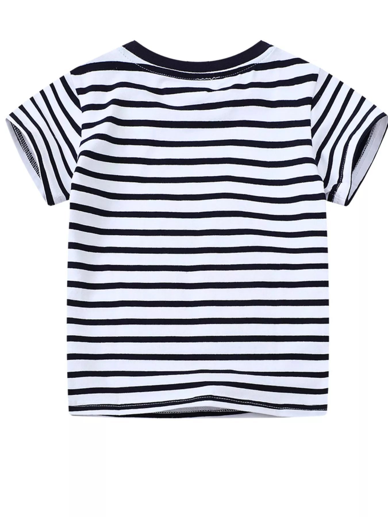 Striped Animal Crew Neck Cotton T-Shirt for Kids - Comfortable, Durable, and Adorably Designed - PBNJ FASHIONS