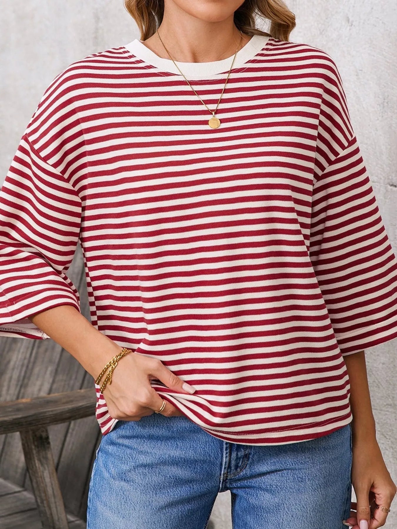 Striped Back Bow Tie T-Shirt - PBNJ FASHIONS