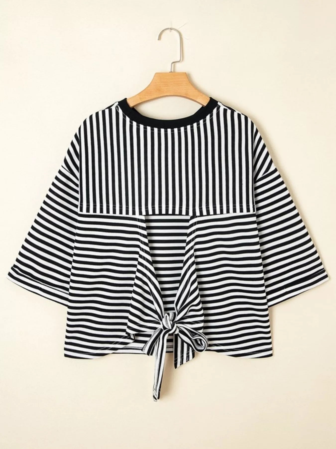 Striped Back Bow Tie T-Shirt - PBNJ FASHIONS