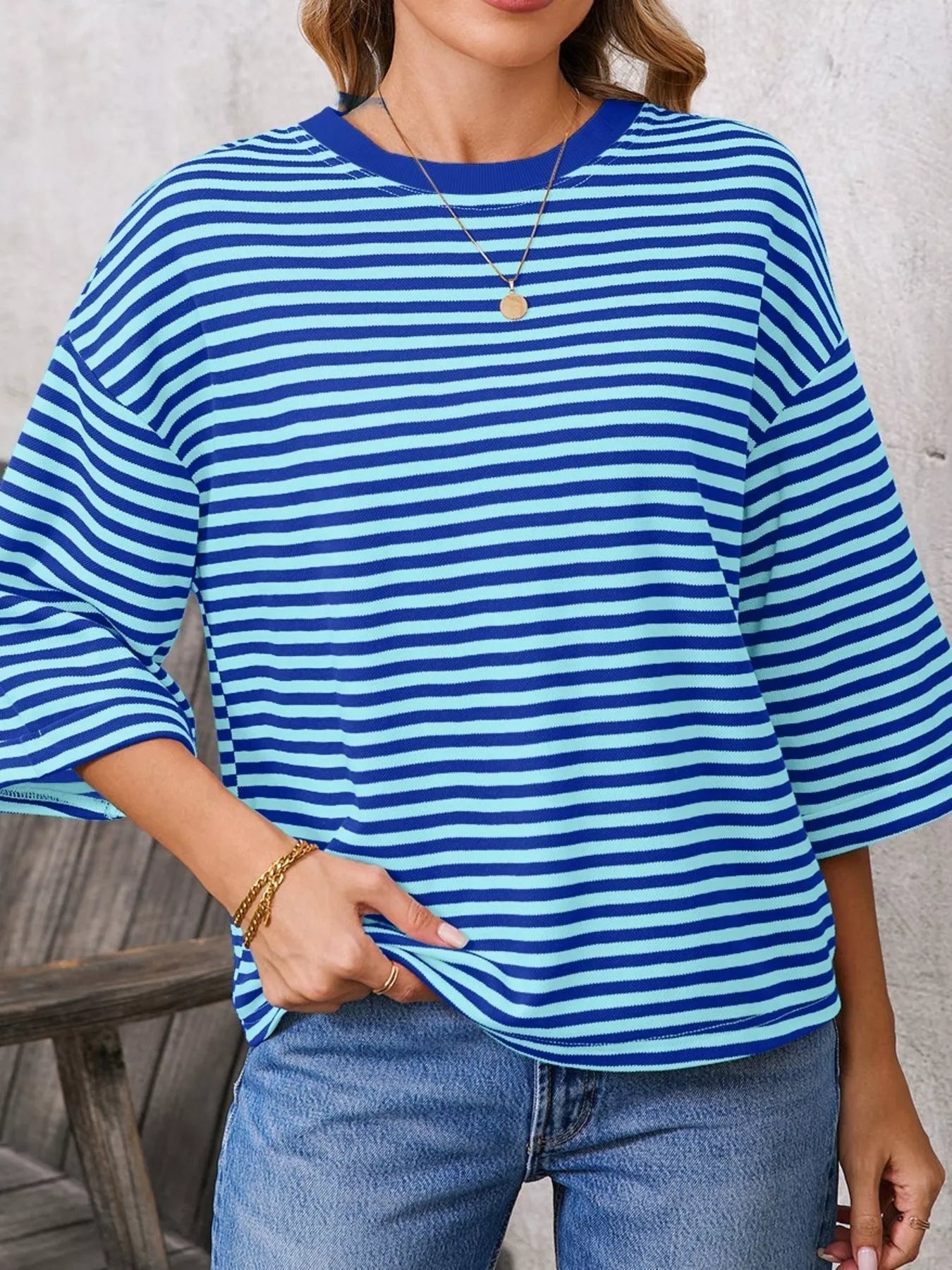Striped Back Bow Tie T-Shirt - PBNJ FASHIONS