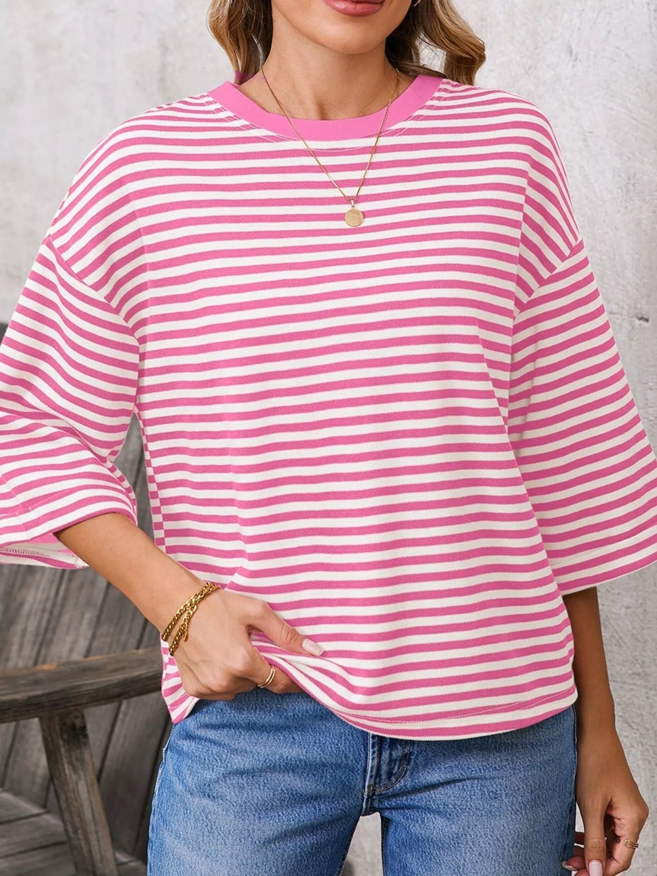 Striped Back Bow Tie T-Shirt - PBNJ FASHIONS