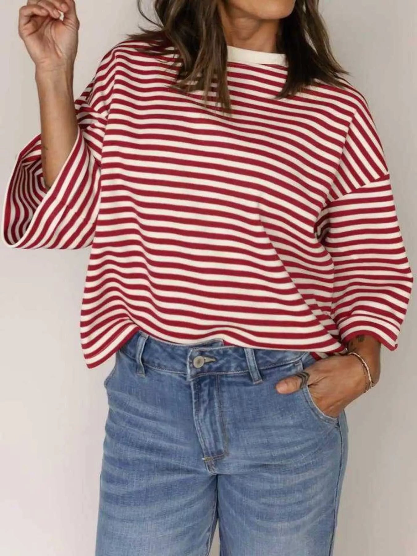 Striped Back Bow Tie T-Shirt - PBNJ FASHIONS