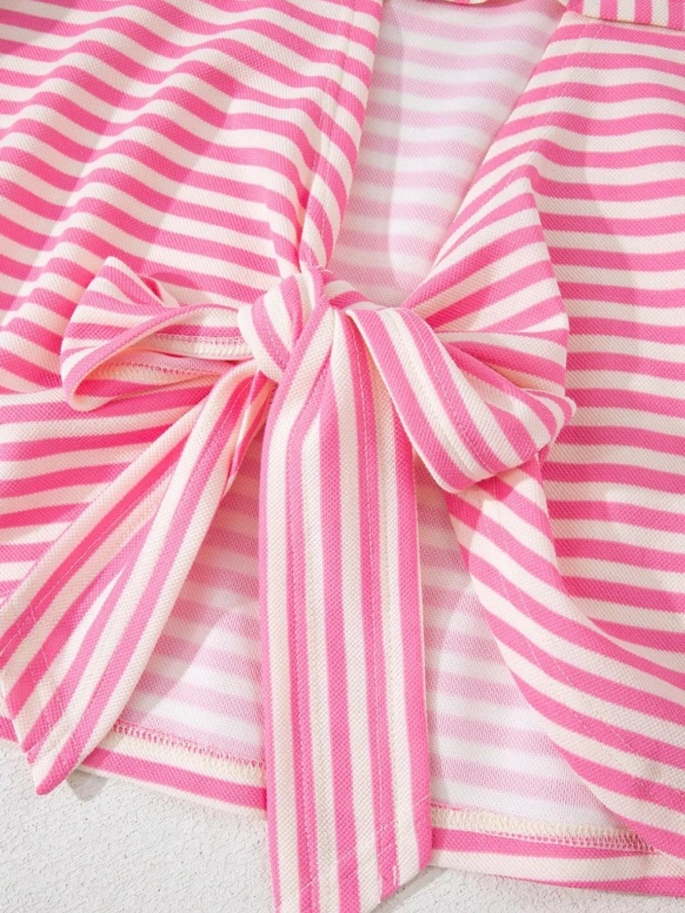 Striped Back Bow Tie T-Shirt - PBNJ FASHIONS