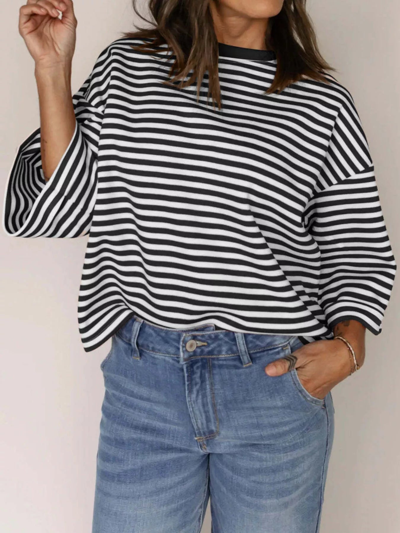 Striped Back Bow Tie T-Shirt - PBNJ FASHIONS