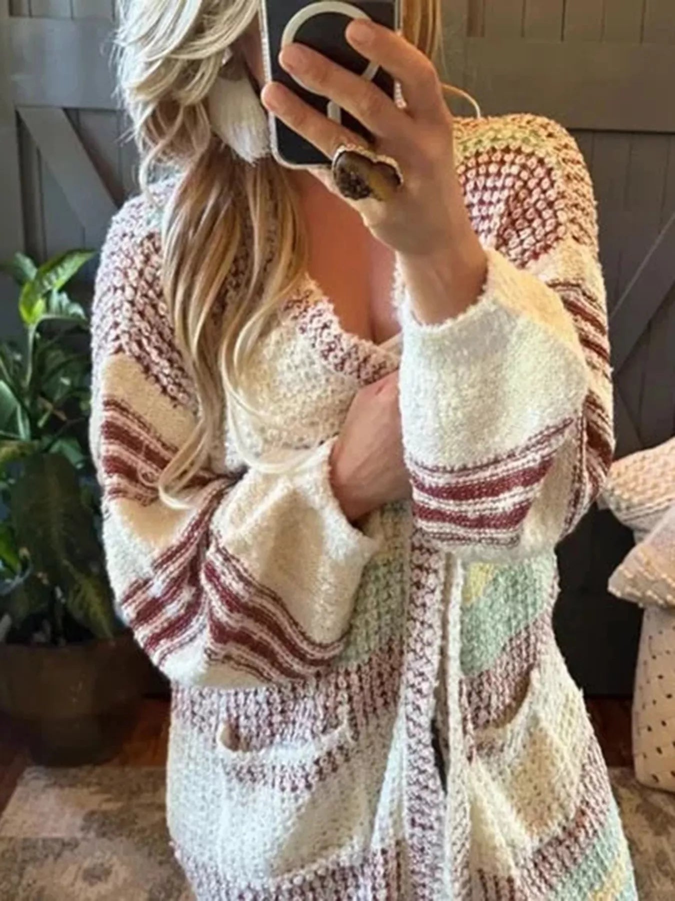 Striped Open Front Longline Cardigan - PBNJ FASHIONS