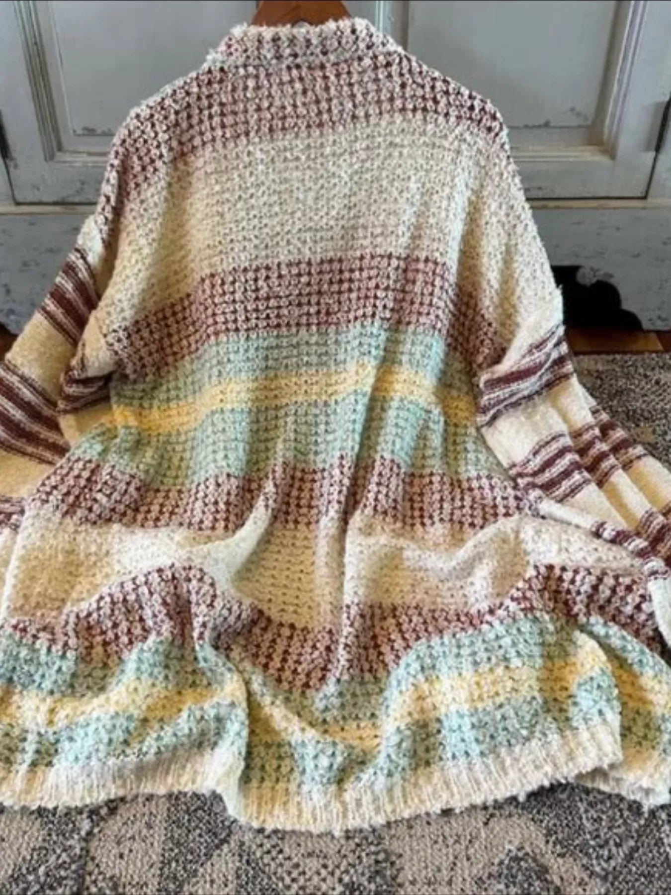 Striped Open Front Longline Cardigan - PBNJ FASHIONS