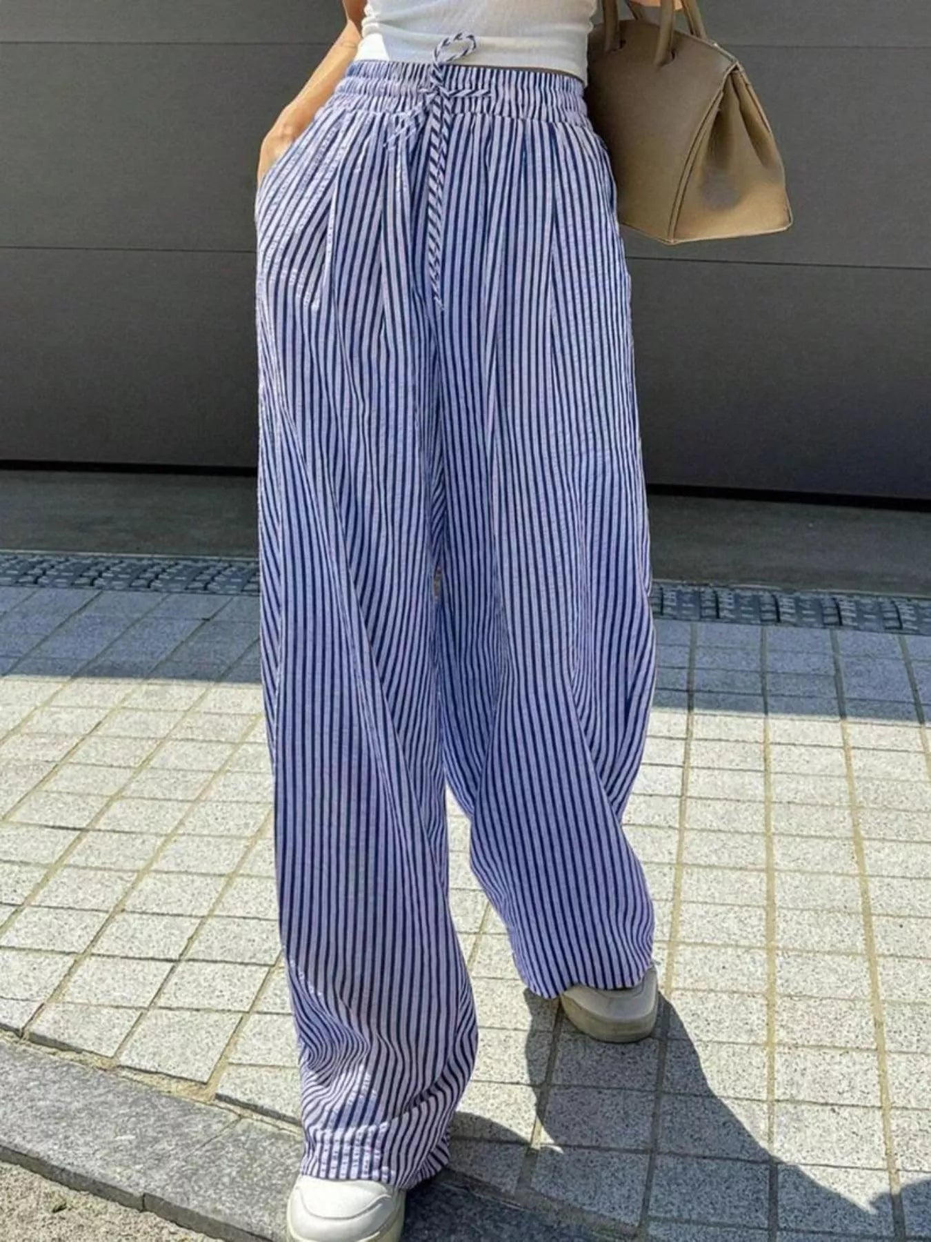 Striped Wide Leg Pants - PBNJ FASHIONS
