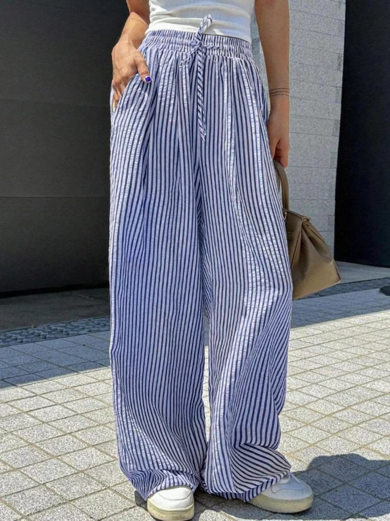Striped Wide Leg Pants - PBNJ FASHIONS