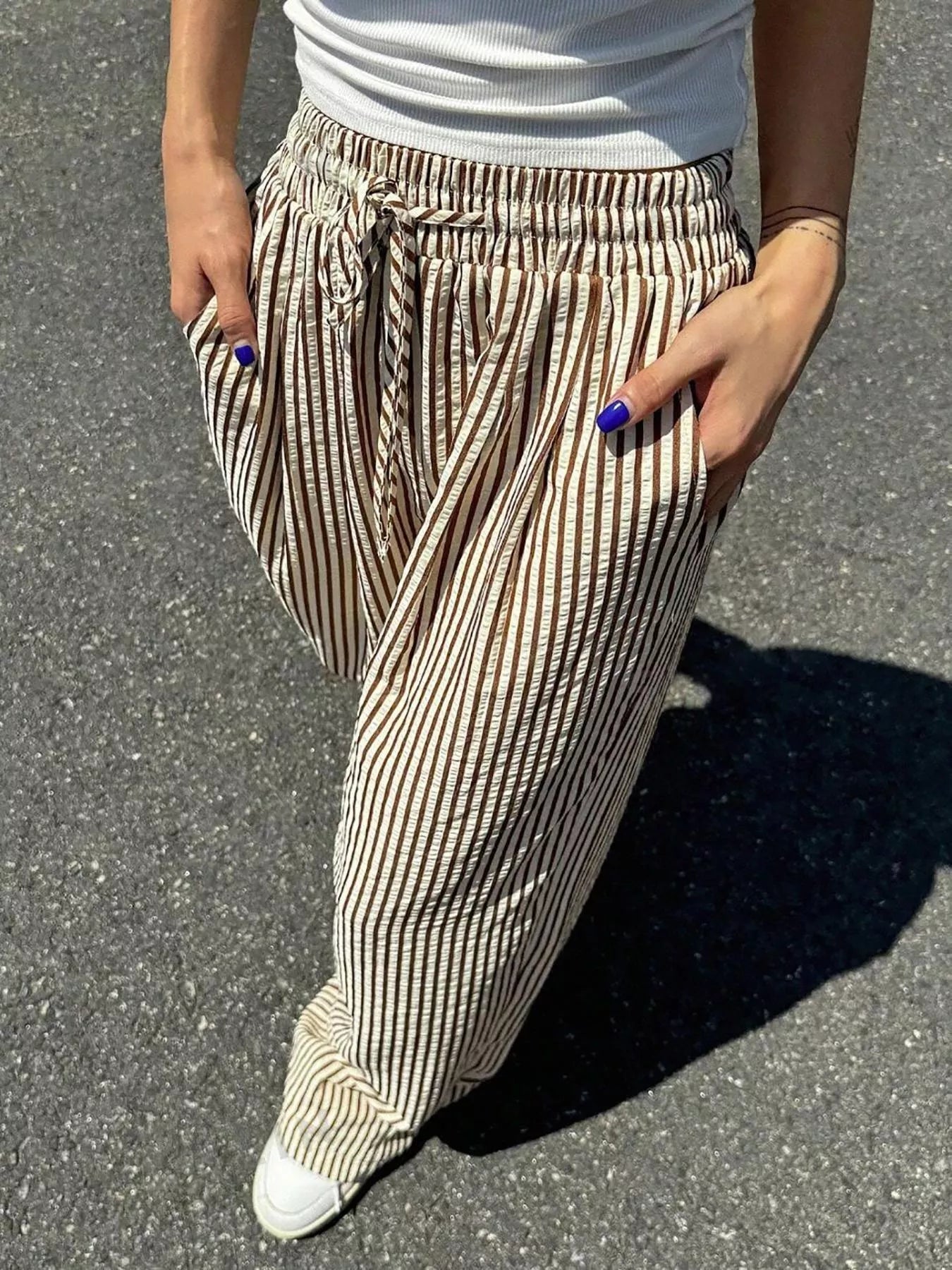 Striped Wide Leg Pants - PBNJ FASHIONS