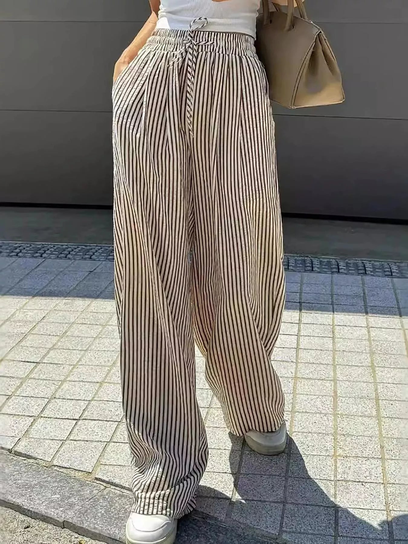 Striped Wide Leg Pants - PBNJ FASHIONS