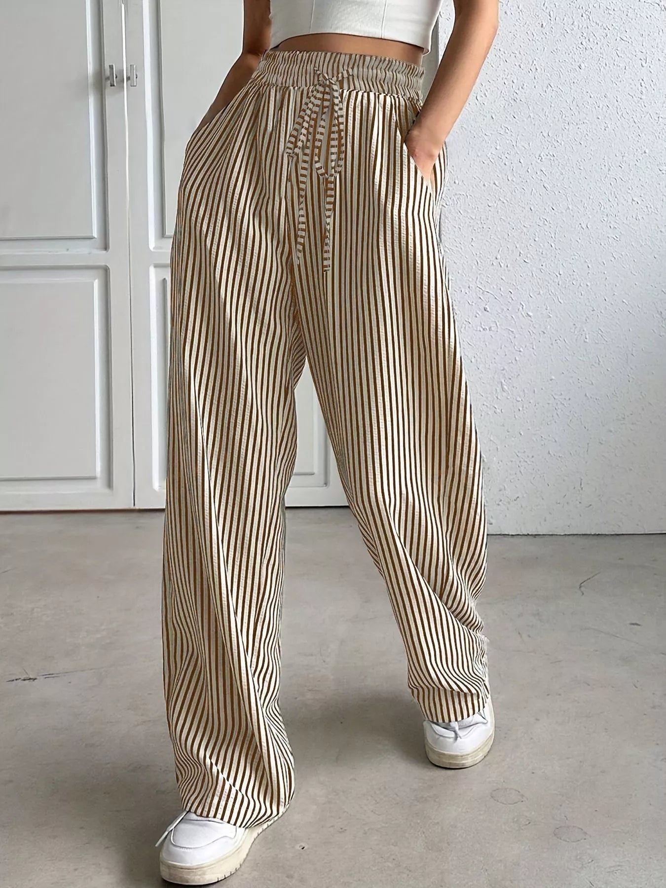 Striped Wide Leg Pants - PBNJ FASHIONS