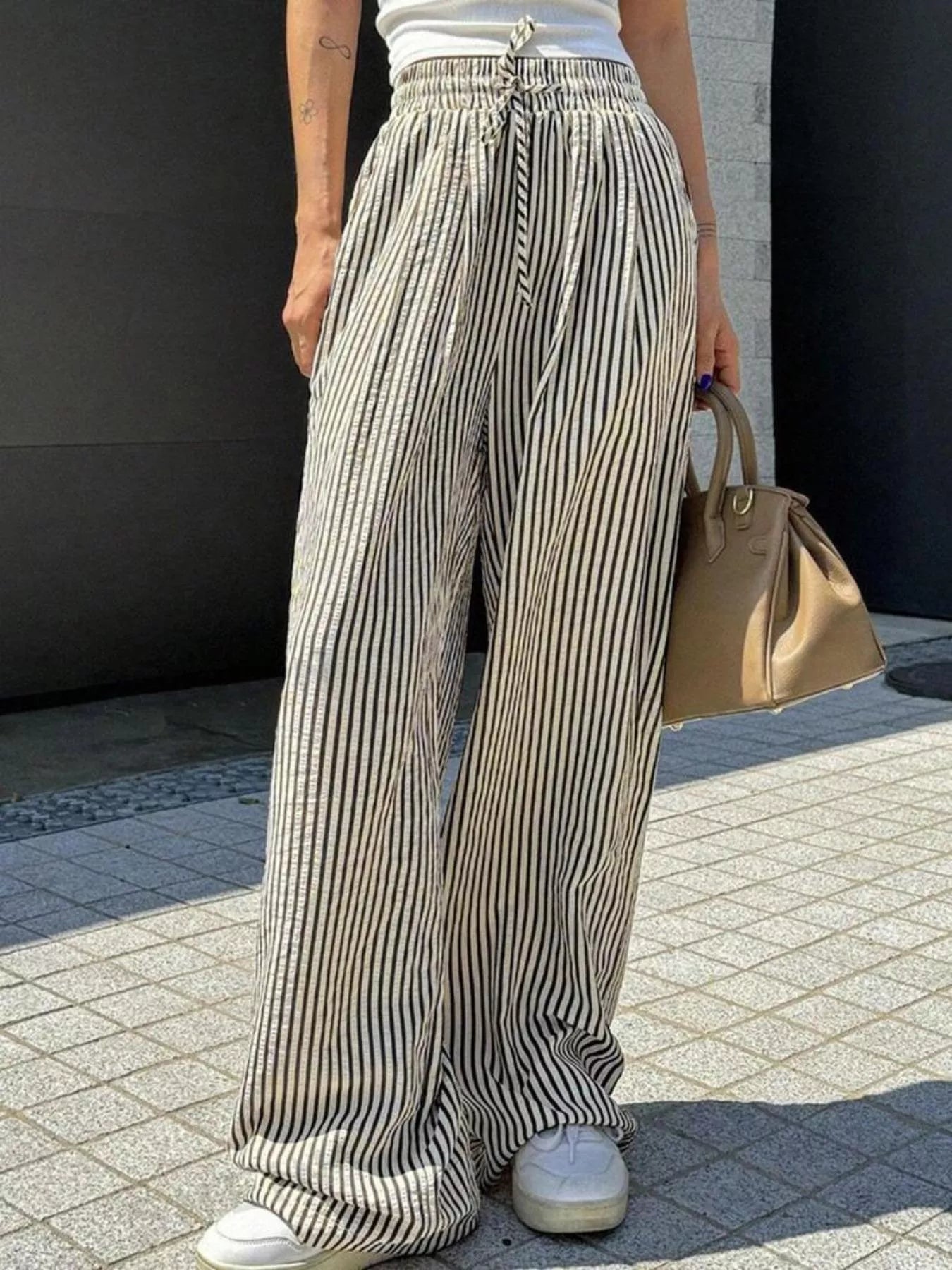 Striped Wide Leg Pants - PBNJ FASHIONS