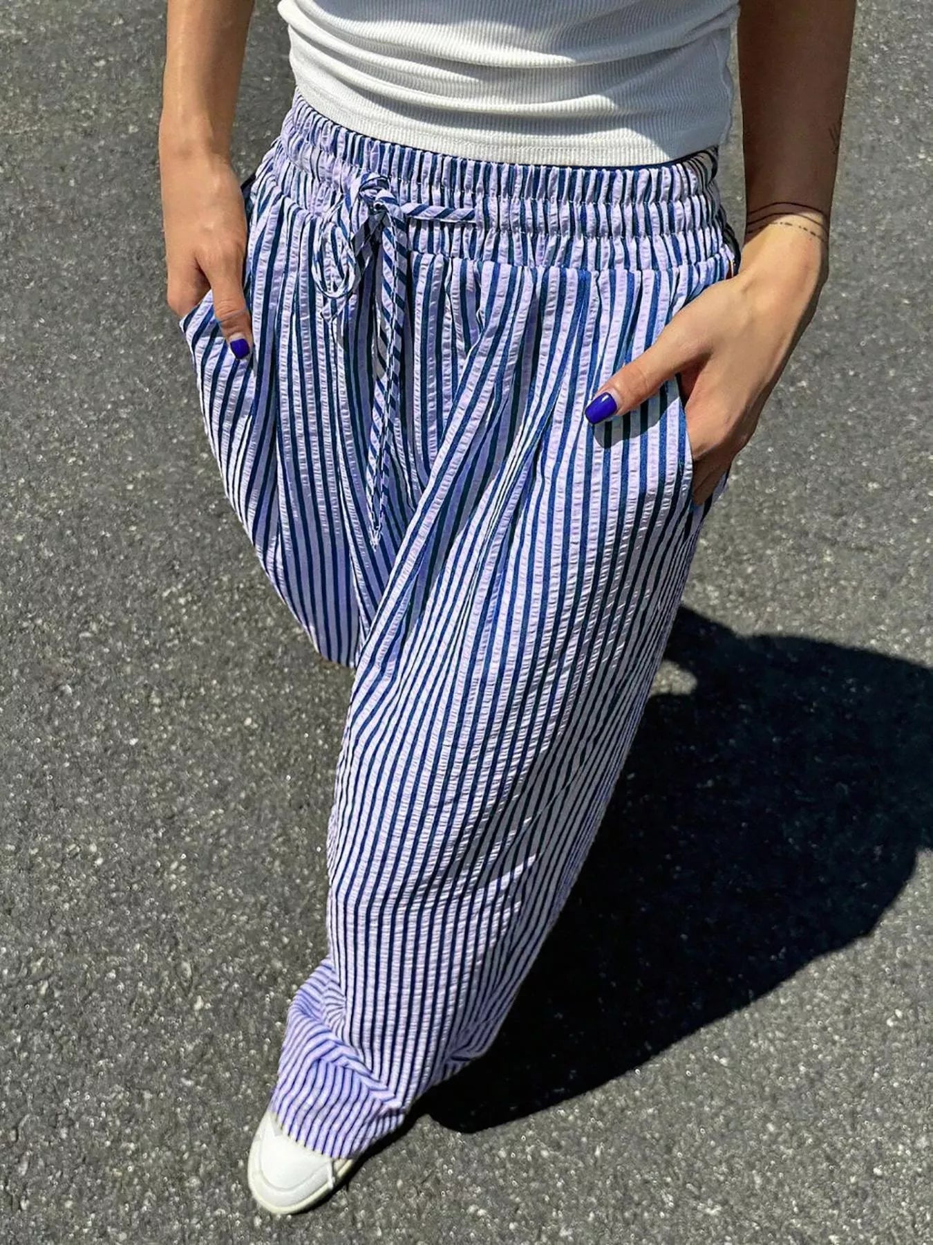 Striped Wide Leg Pants - PBNJ FASHIONS
