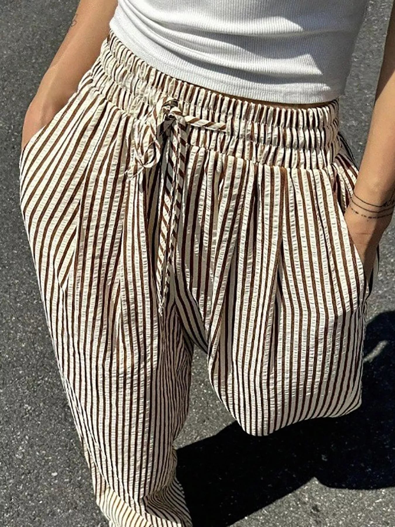 Striped Wide Leg Pants - PBNJ FASHIONS