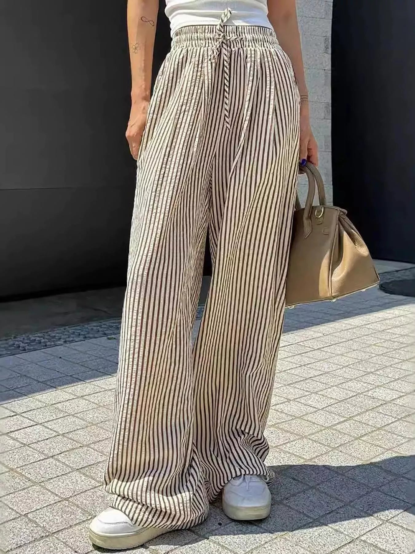 Striped Wide Leg Pants - PBNJ FASHIONS