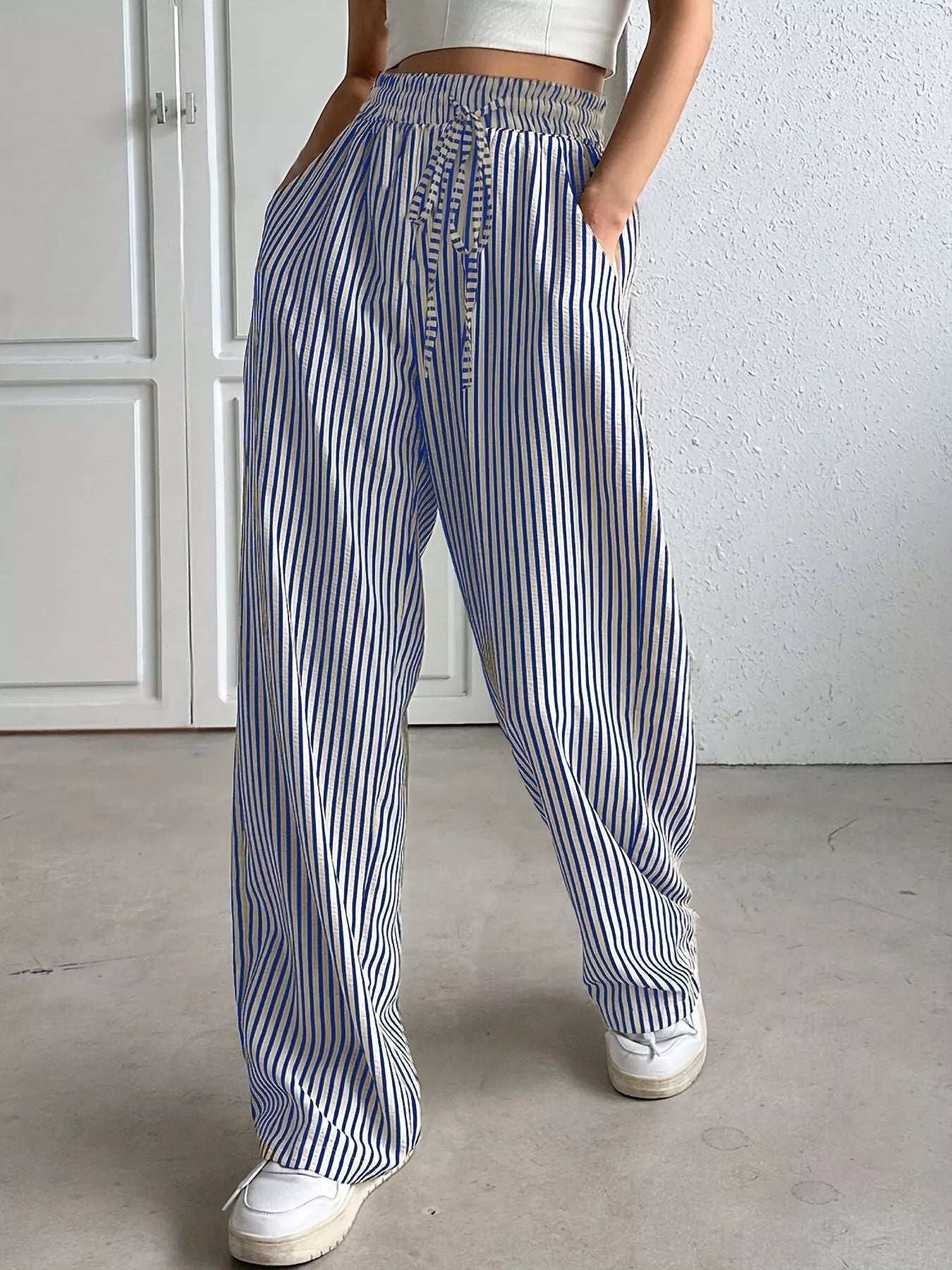 Striped Wide Leg Pants - PBNJ FASHIONS