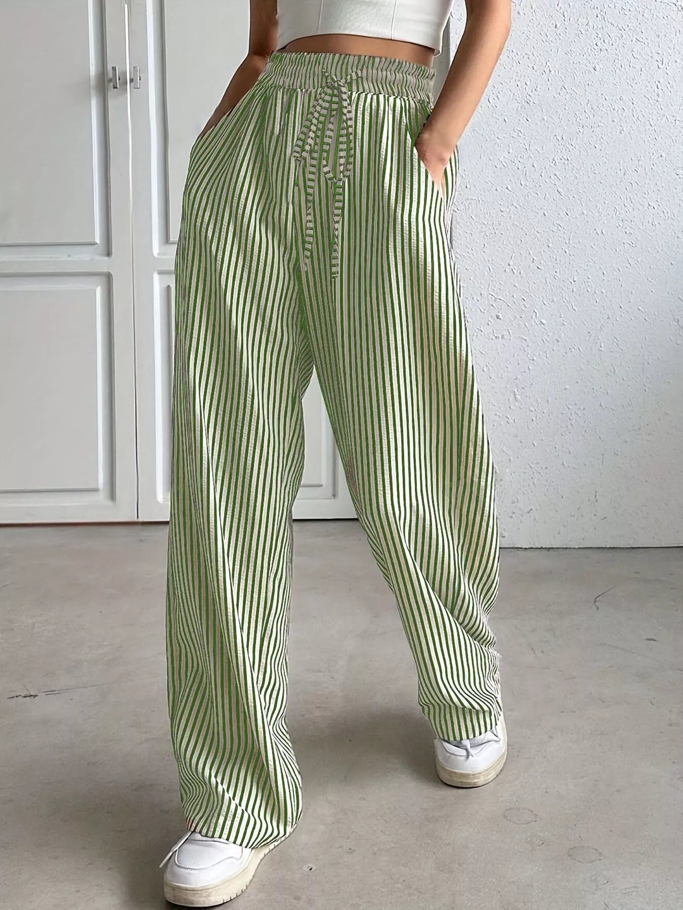 Striped Wide Leg Pants - PBNJ FASHIONS