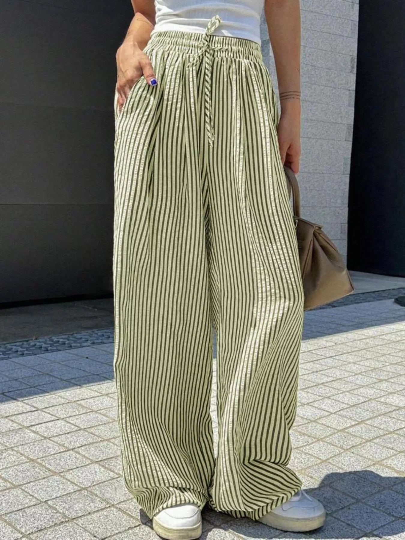 Striped Wide Leg Pants - PBNJ FASHIONS