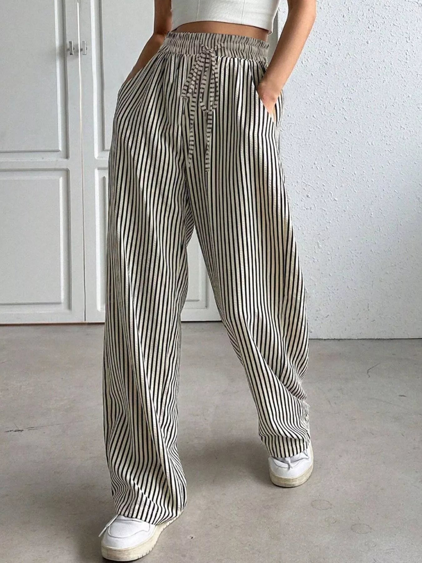 Striped Wide Leg Pants - PBNJ FASHIONS