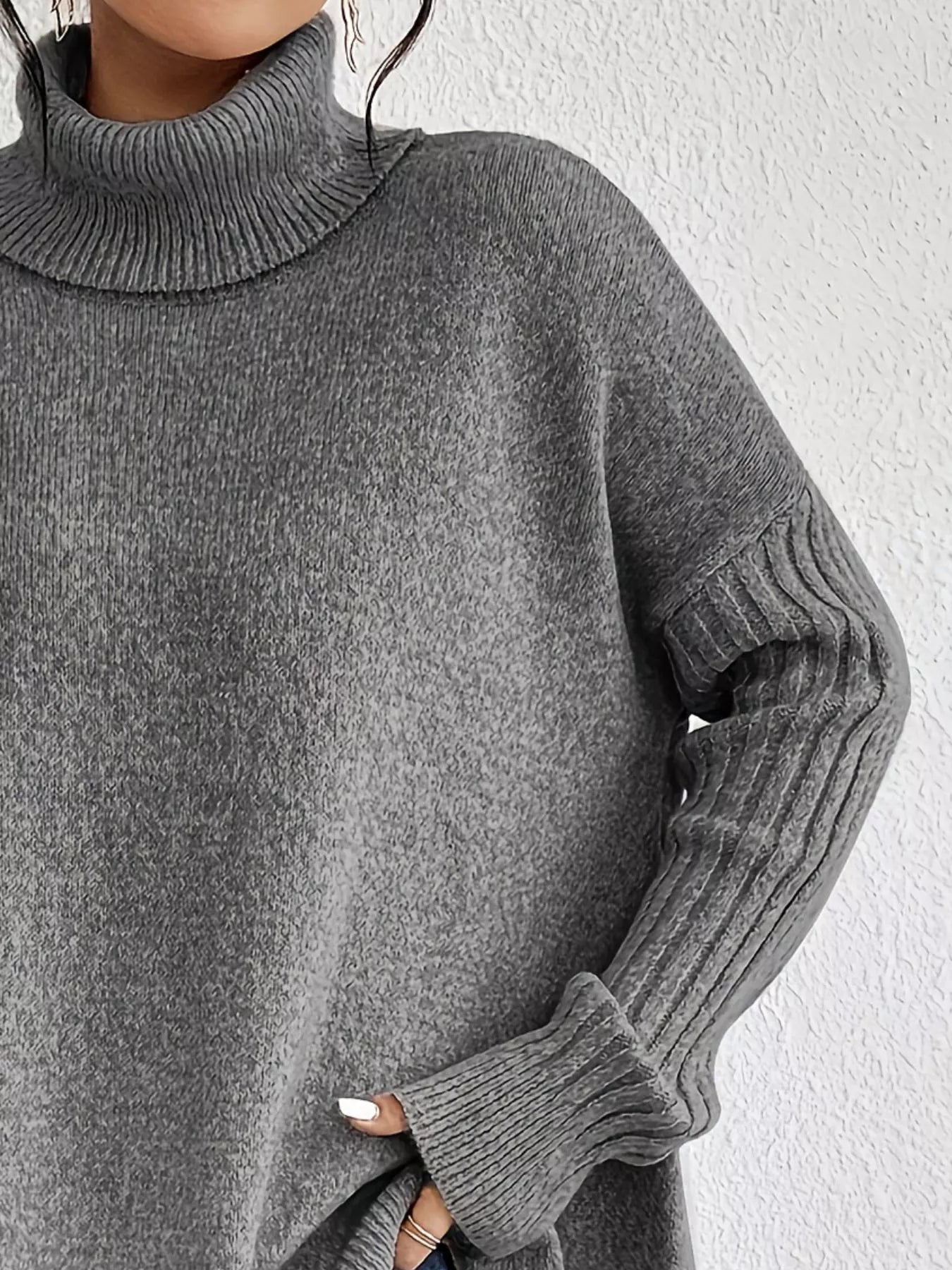 Turtleneck High - Low Hem Sweater - PBNJ FASHIONS