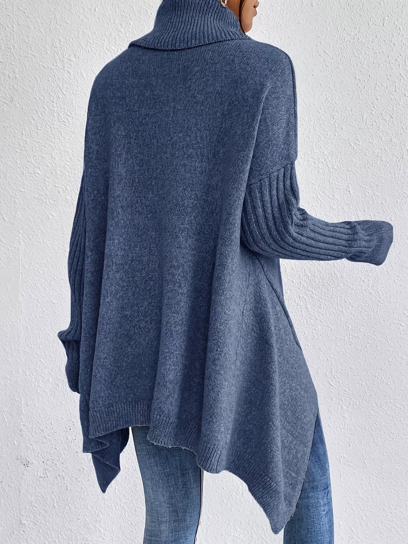 Turtleneck High - Low Hem Sweater - PBNJ FASHIONS