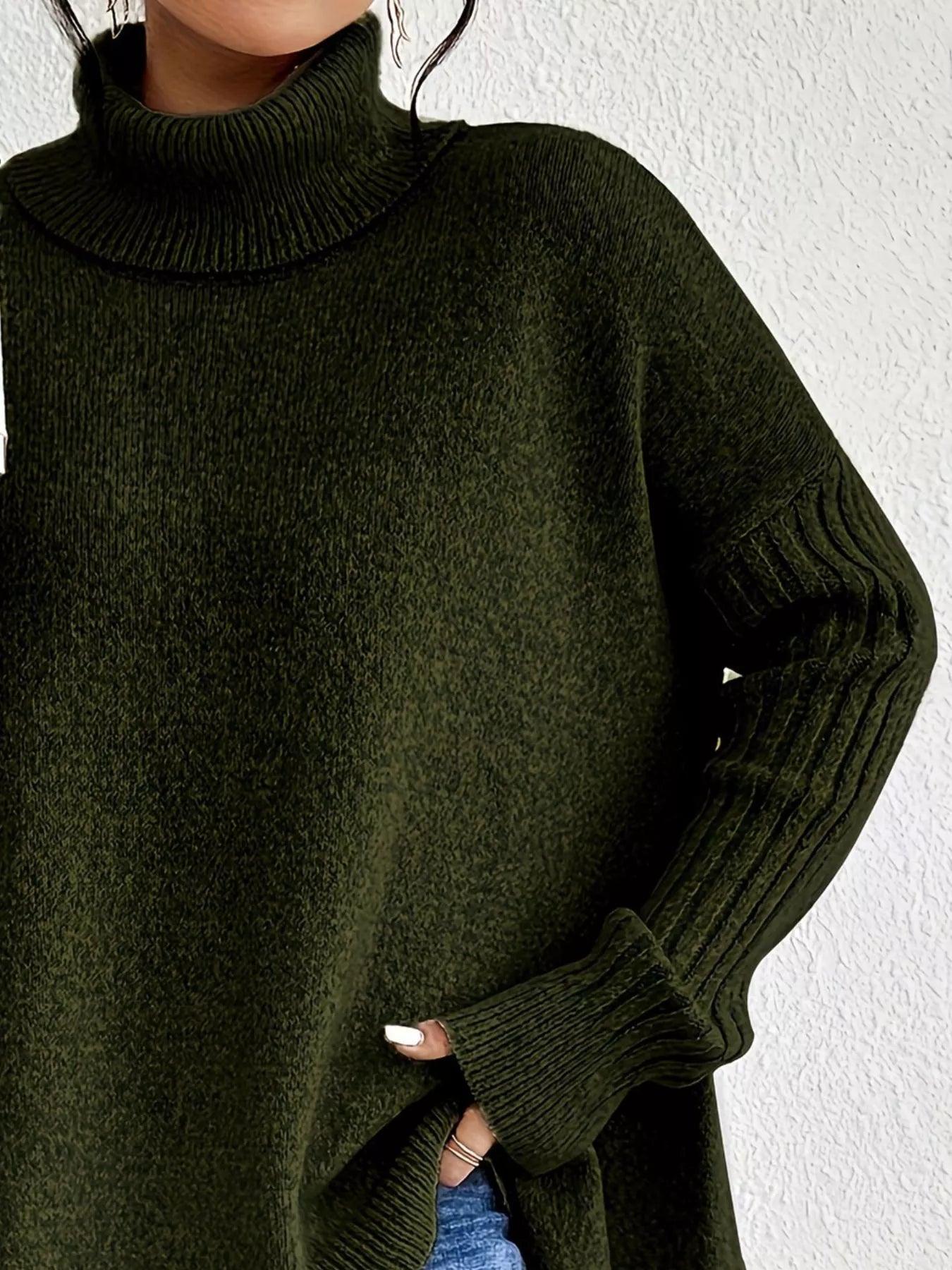 Turtleneck High - Low Hem Sweater - PBNJ FASHIONS