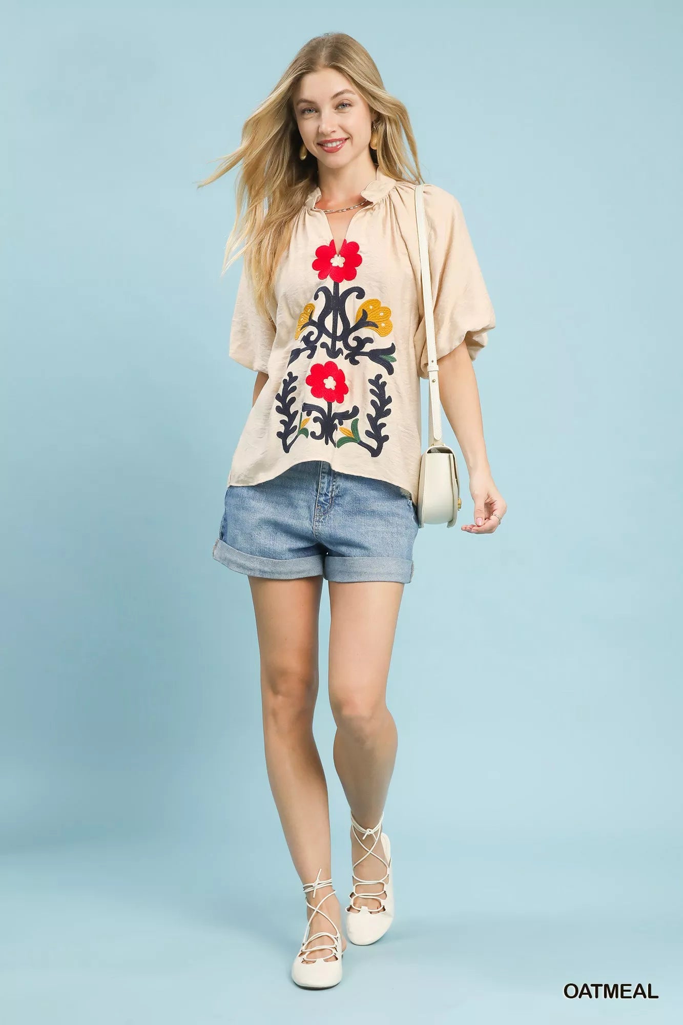Umgee Embroidered Boho Puff Sleeve Blouse - PBNJ FASHIONS