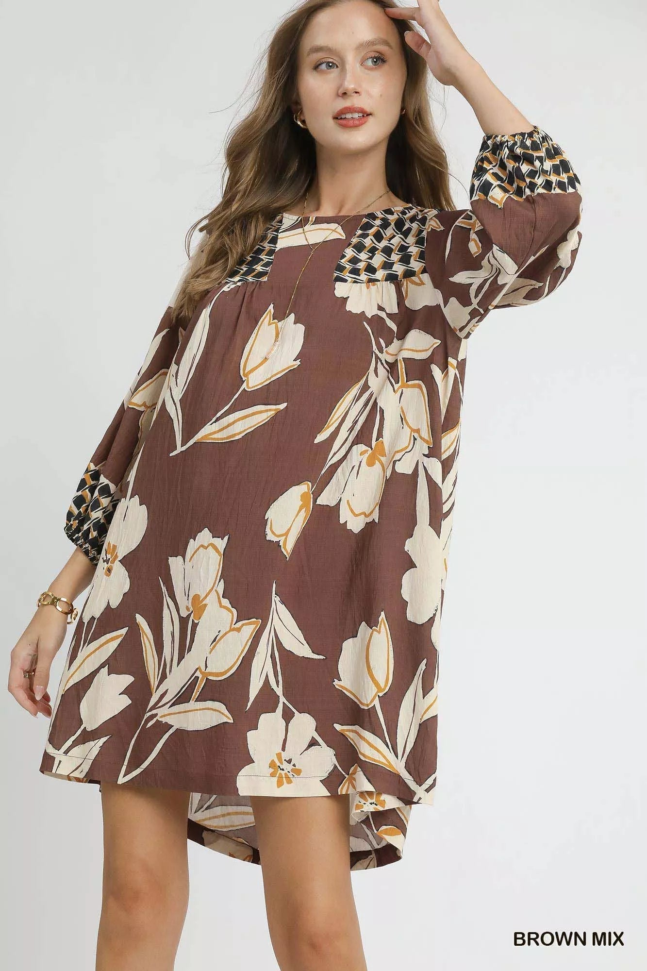 Umgee Floral High - Low Babydoll Dress - PBNJ FASHIONS