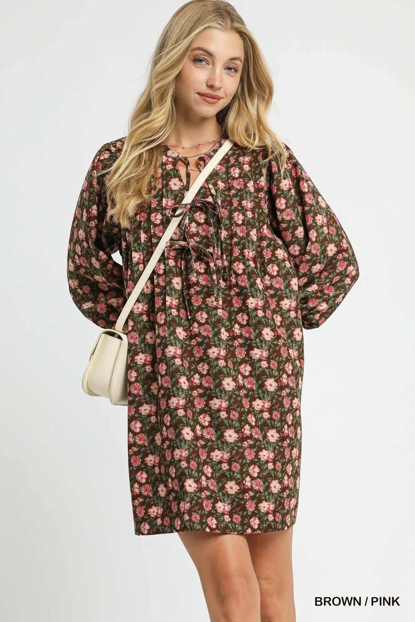 Umgee Floral Tie - Neck Babydoll Dress - PBNJ FASHIONS